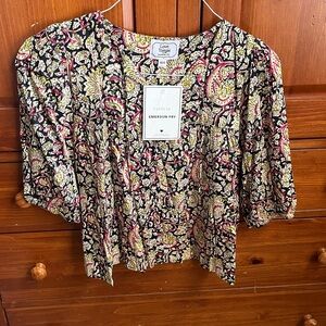 Evereve x Emerson Fry Xs/S Multicolor Paisley Top NWT